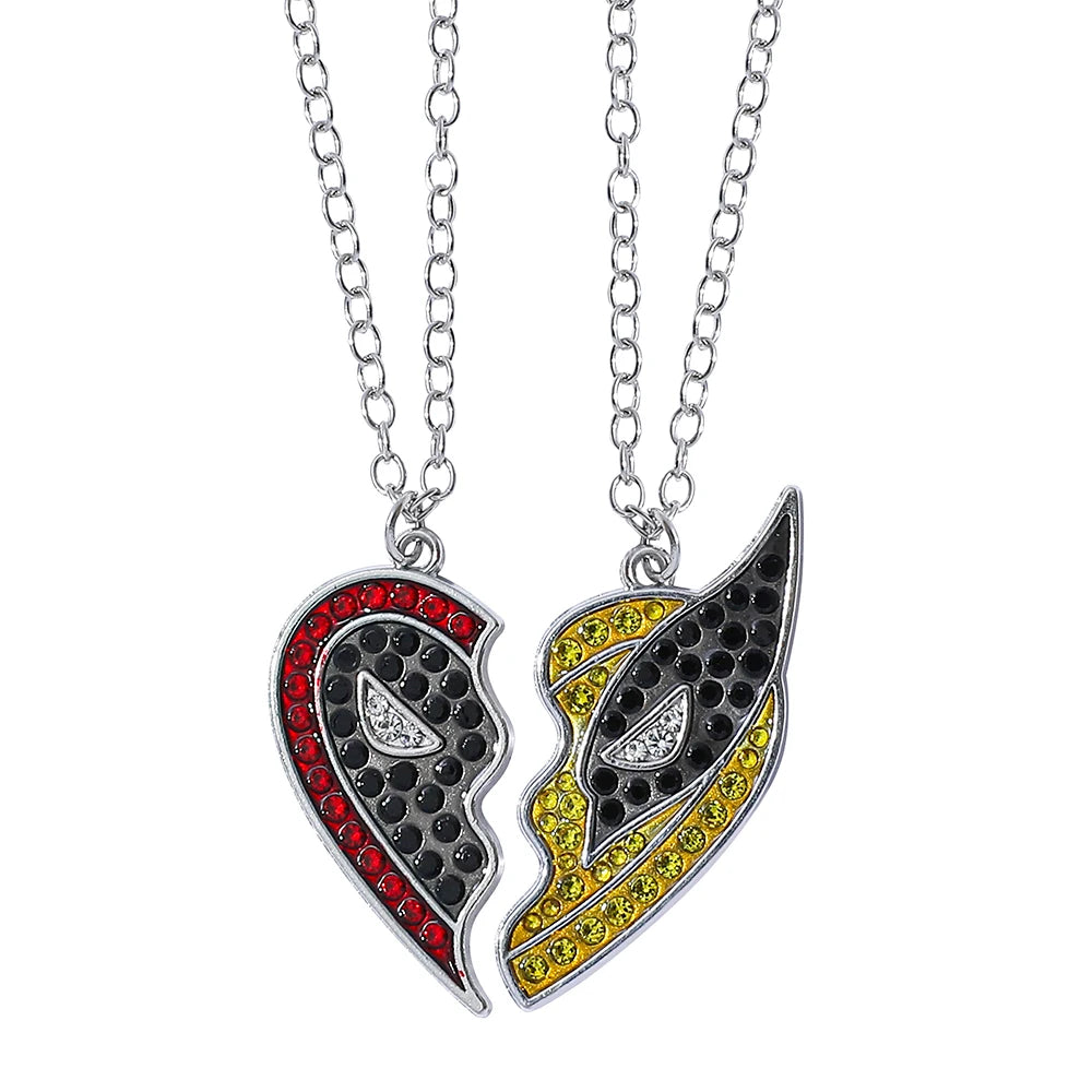 -Stitch Heart Necklace for Couple, Gold and Silver Color, Angel and Stitch, Cute Style , Jewelry Pendant, Gift for Girl, 1