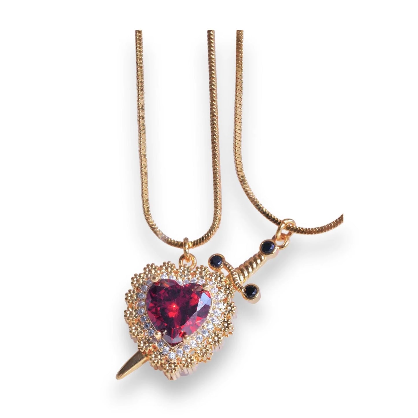 Creative Heart and Sword Couple Necklace Collarbone Chain Sword Necklace Fashion Accessories for Women Couple Gift Jewelry