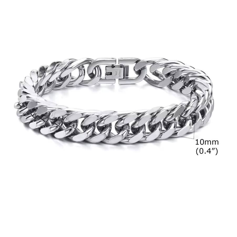 8Mm/12Mm Bold Heavy Stainless Steel Cuban Bracelets for Men Boys,Oxidized Metal Wristband,Punk Rock Chain Bracelet Jewelry