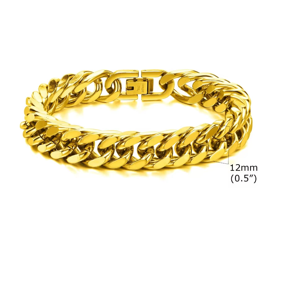 8Mm/12Mm Bold Heavy Stainless Steel Cuban Bracelets for Men Boys,Oxidized Metal Wristband,Punk Rock Chain Bracelet Jewelry