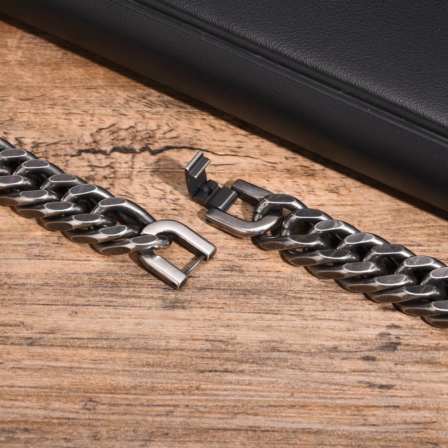 8Mm/12Mm Bold Heavy Stainless Steel Cuban Bracelets for Men Boys,Oxidized Metal Wristband,Punk Rock Chain Bracelet Jewelry