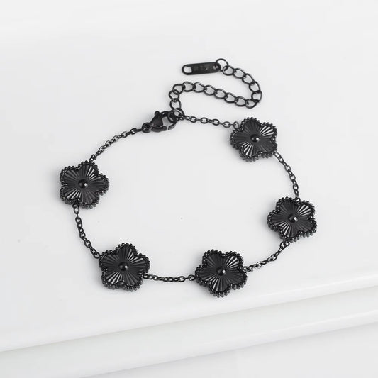 Classic Luxury Stainless Steel Bracelet Ladies Adjustable Five Flower Bracelets for Women New Fashion Party Jewelry Gifts Clover