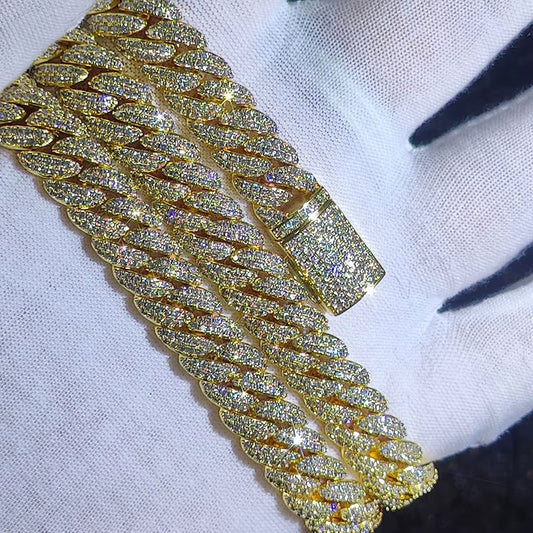 10Mm Hip Hop Cubic Zircon CZ Iced Out Bubbles Cuban Link Chain Necklace for Women Jewelry Birthday Gift
