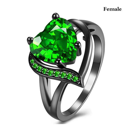 Fashion Couple Rings Romantic Women Heart Blue Rhinestones Zircon Ring Men Stainless Steel Celtic Dragon Ring Wedding Jewelry