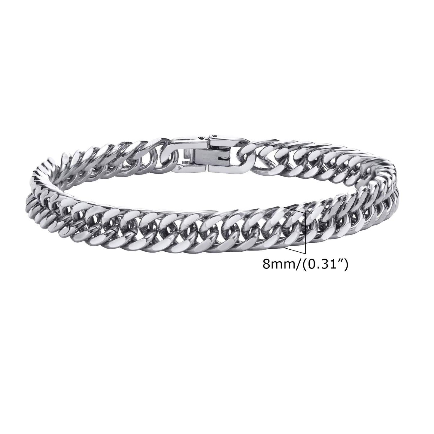 8Mm/12Mm Bold Heavy Stainless Steel Cuban Bracelets for Men Boys,Oxidized Metal Wristband,Punk Rock Chain Bracelet Jewelry
