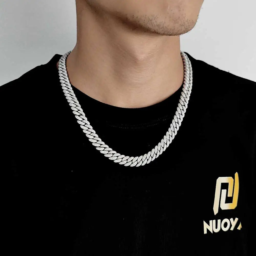 10Mm Hip Hop Cubic Zircon CZ Iced Out Bubbles Cuban Link Chain Necklace for Women Jewelry Birthday Gift