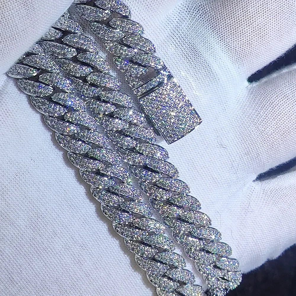 10Mm Hip Hop Cubic Zircon CZ Iced Out Bubbles Cuban Link Chain Necklace for Women Jewelry Birthday Gift