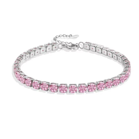 Luxury Hiphop Iced Out 4Mm Cubic Zirconia Crystal Tennis Bracelets for Women Men Gold Color Silver Color Bracelet Chain Jewelry